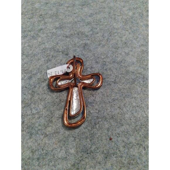Cross Pendant Necklace Religious Copper Silver Tone Fashion Jewelry - Picture 2 of 3